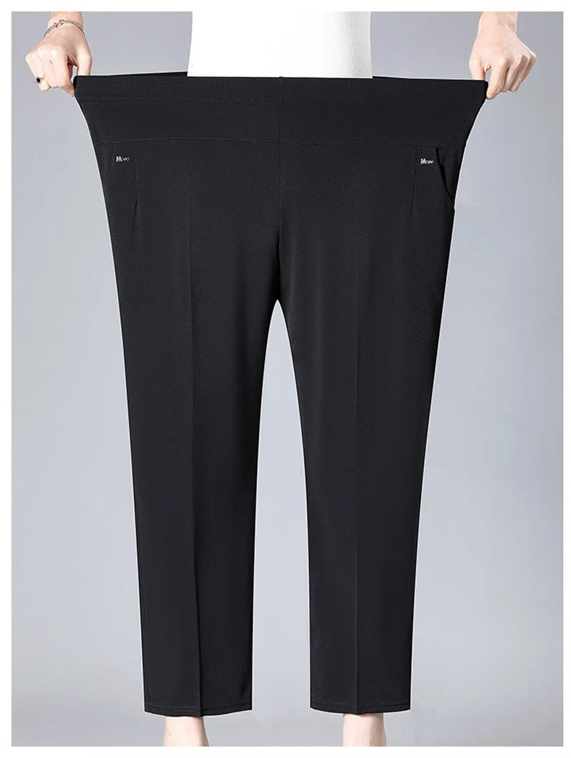 Middle Aged Women'S'S Pants 2026 New Summer Thin High Waiste Elastic Loose Straight Pants Female Casual Trousers 5Xl 6Xl 7Xl 8Xl
