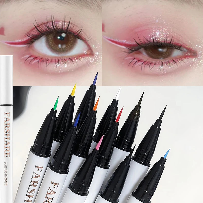 Ultra-thin Waterproof Eye Liner Matte Berry Red Liquid Eyeliner Black White Eyeliner Pen Easy To Color Colorful Lying Silkworm