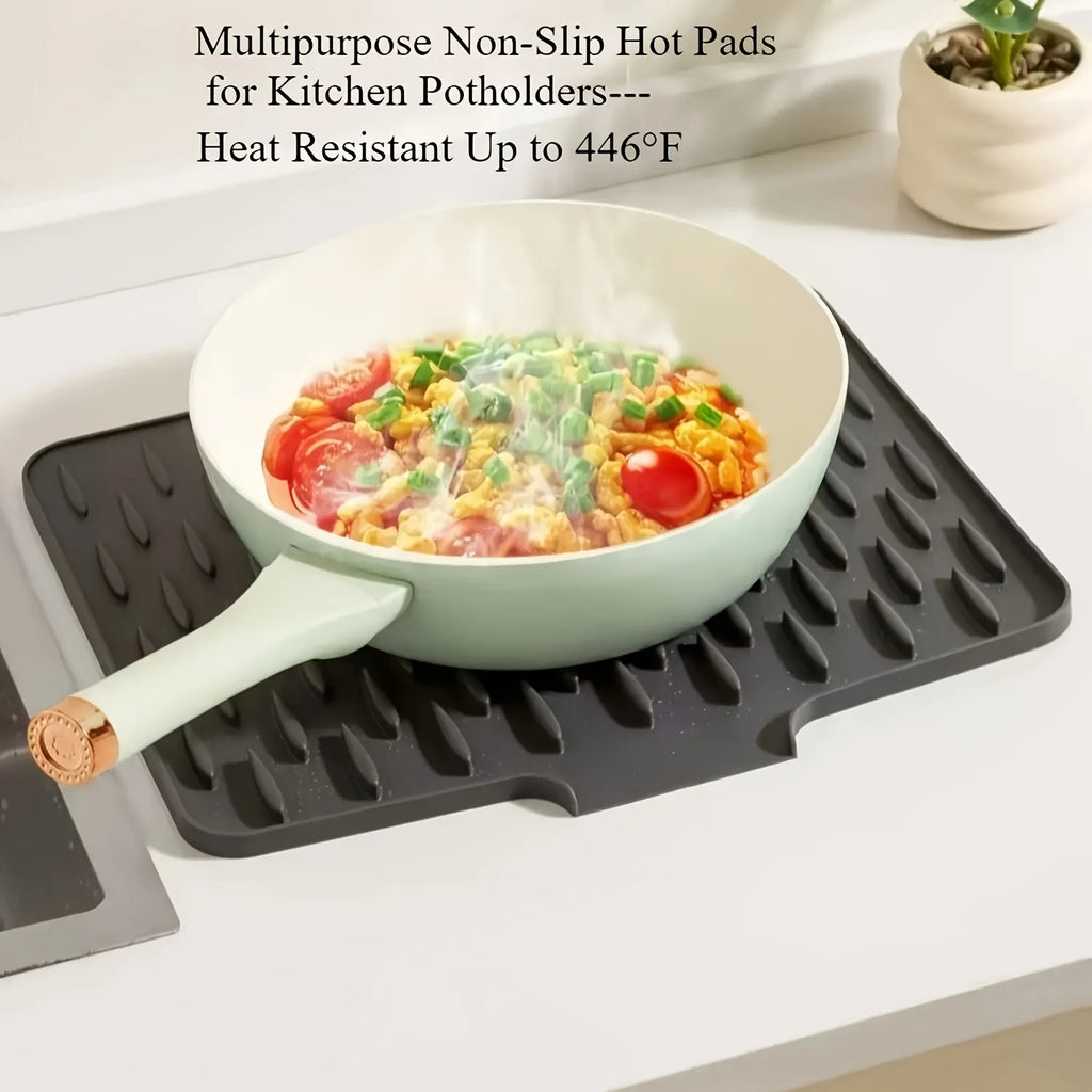 Tapete de silicona para cocina con diseño de drenaje incorporado, fácil de limpiar, adecuado para encimeras, fregaderos, refrigeradores