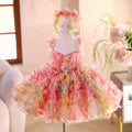 Dreamy Vow Elegant Cute Pearl Embellished Sling Tulle Pink Flower Girl Dress Wedding Holiday Party Knee-Length Ball Gown D084