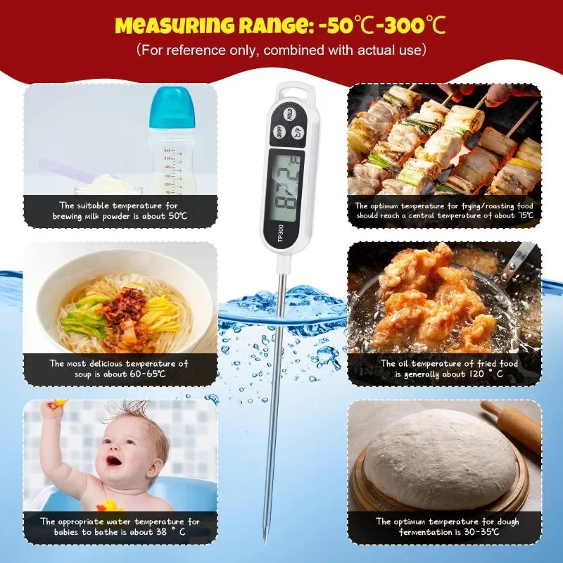 Termómetro de cocina digital para medir la temperatura de la carne, termómetro electrónico de alimentos con pantalla LCD