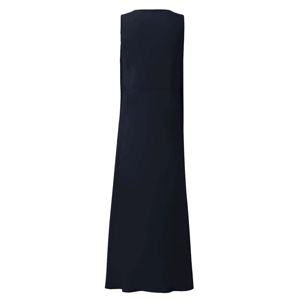 Women Cotton linen dress Fashion Simple beach dresses Solid Color Sleeveless Long skirt With pocket vestidos veranos moda 2024