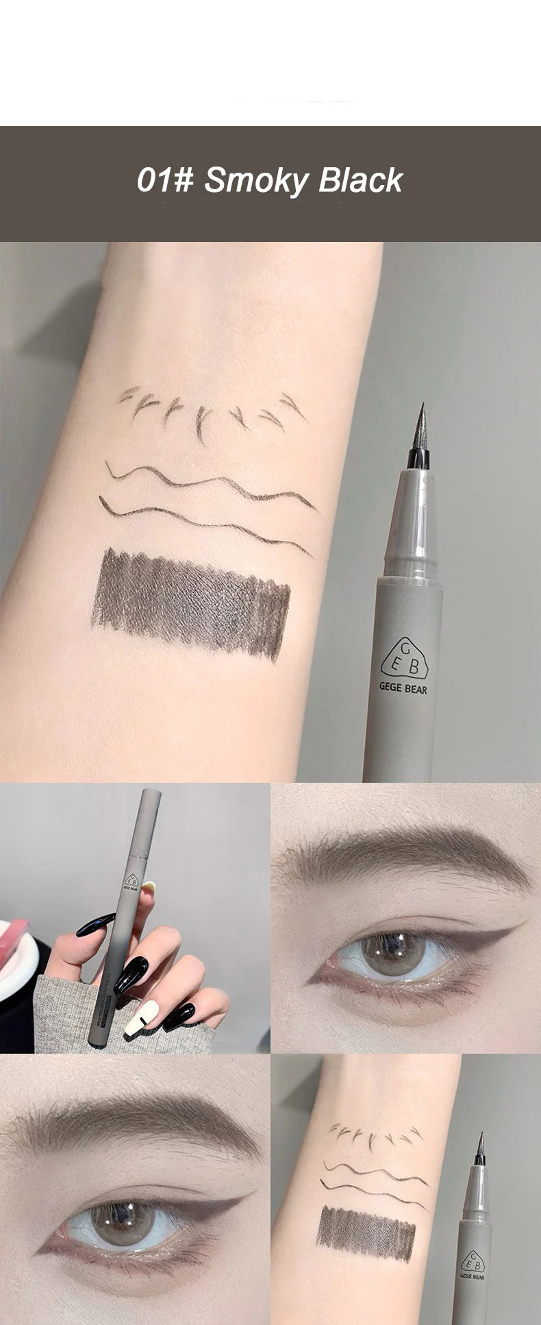 Waterproof Quick Dry Liquid Eyeliner Pen Ultra-fine Matte Black Brown Lasting Lying Silkworm Eyeliner Pencil Natural Eyes Makeup