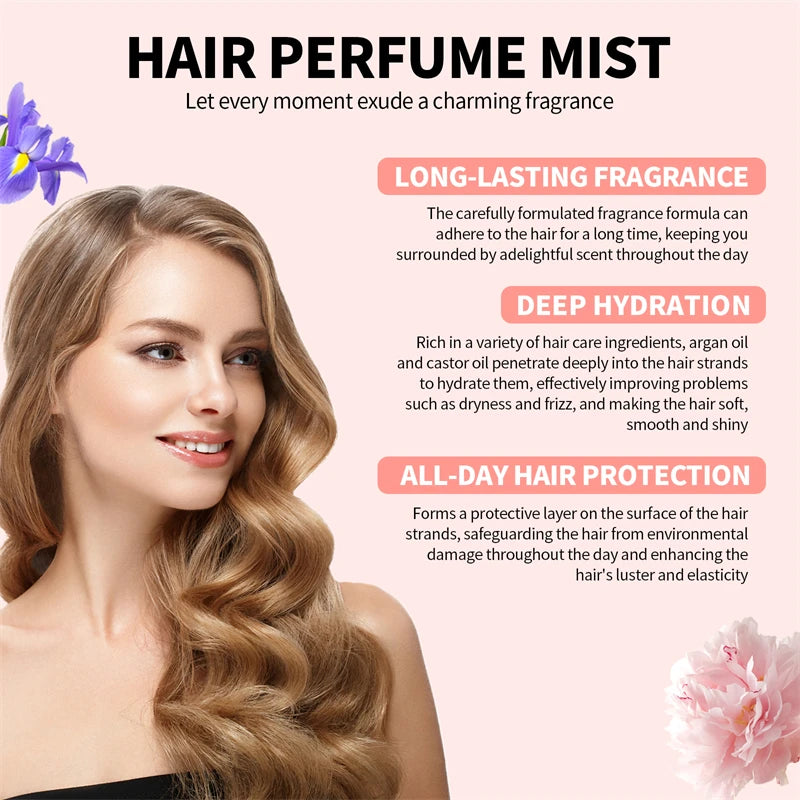80ml Hair Perfume Long-lasting Natural Fragrance Hair Spray Liquid Plants Extract Moisturizing Hair Care Hair Mist for Men Women