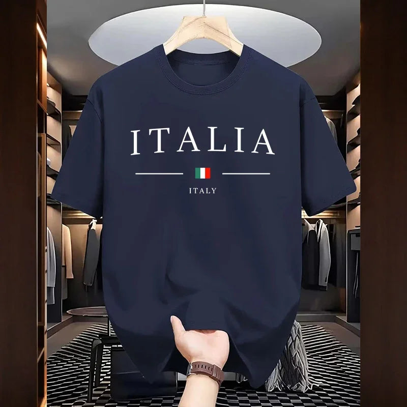 Italy Fashion T-Shirts For Men High Quality 100% Cotton O-Neck Short Sleeved Summer Daily Casual Sports Cool Tees City Vibe Tops
