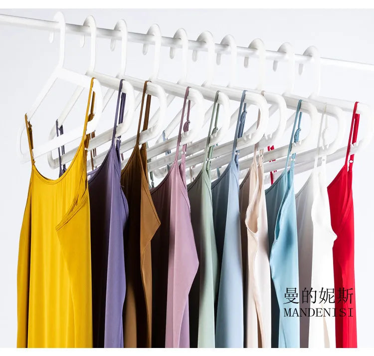 Tcyeek Women Silk Dress 93%Silk 7%Spandex Spaghetti Strap Mid Dresses 2024 Summer New Clothes Blue