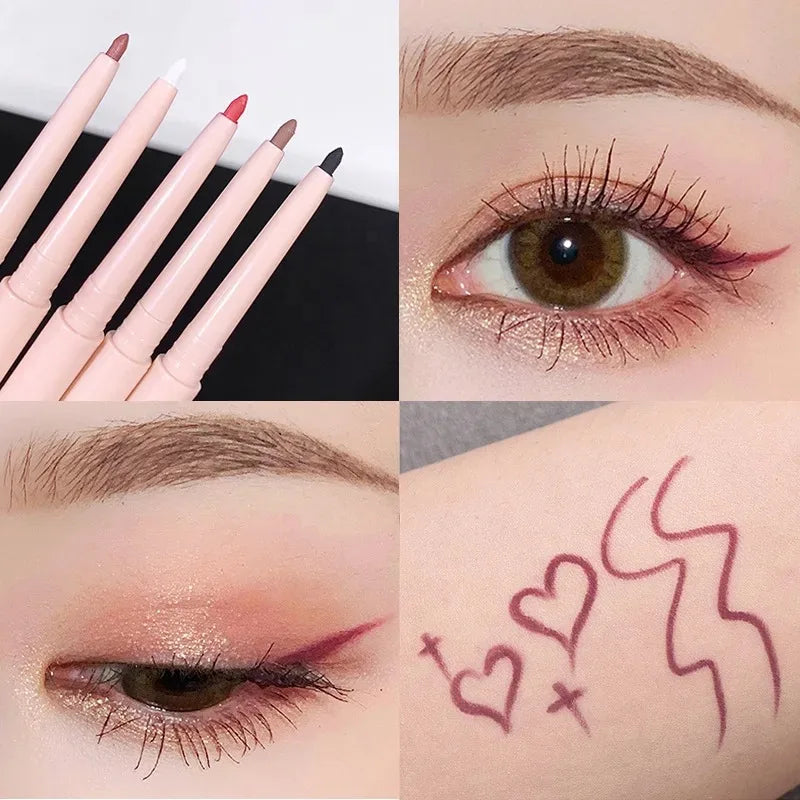 Matte Red Brown Eyeliner Gel Pen Ultra-thin Long Lasting Quick Dry Smooth Colorful Eye Shadow Lying Silkworm Pen Makeup Cosmetic
