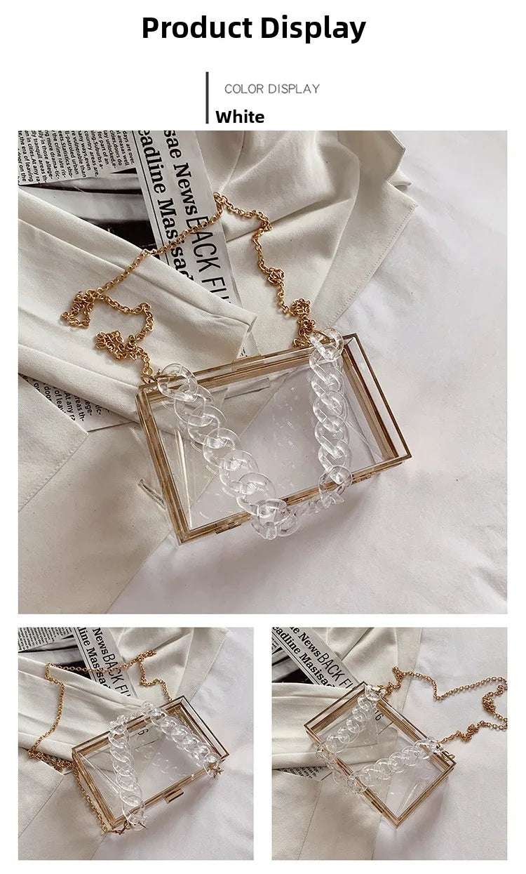 Fashionable Acrylic Handbag Women's Hot Sale Of The Season New Chain Box Bag Transparent Handbag Cross-Border Style Small Siz...
