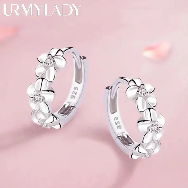 Top Sale 925 Sterling Silver Needle Earrings For Women'S'S Wedding Fashion High Quality Jewelry Crystal Zircon Flower Cute Stud