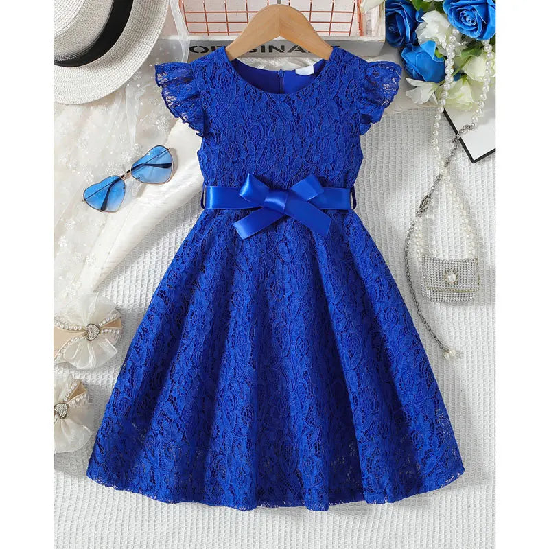 Girls Lace Dress Summer Princess Dresses for Kids Candy Color Teenager Wedding Performance Costume Baby Clothing 1-10T