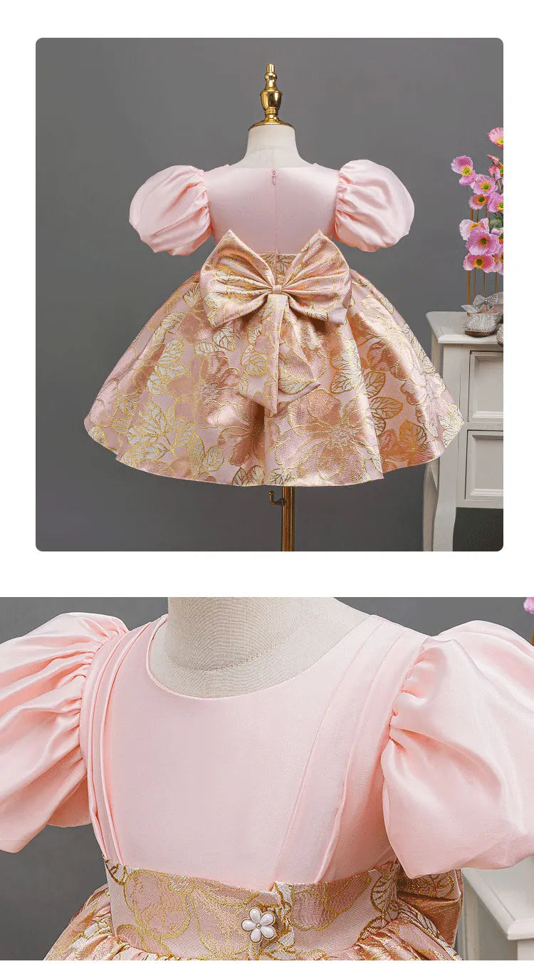 HETISO Flower Girl Dresses for Wedding Summer Embroidery Children's Elegant Birthday Party Princess Prom Gown 1-7 Years