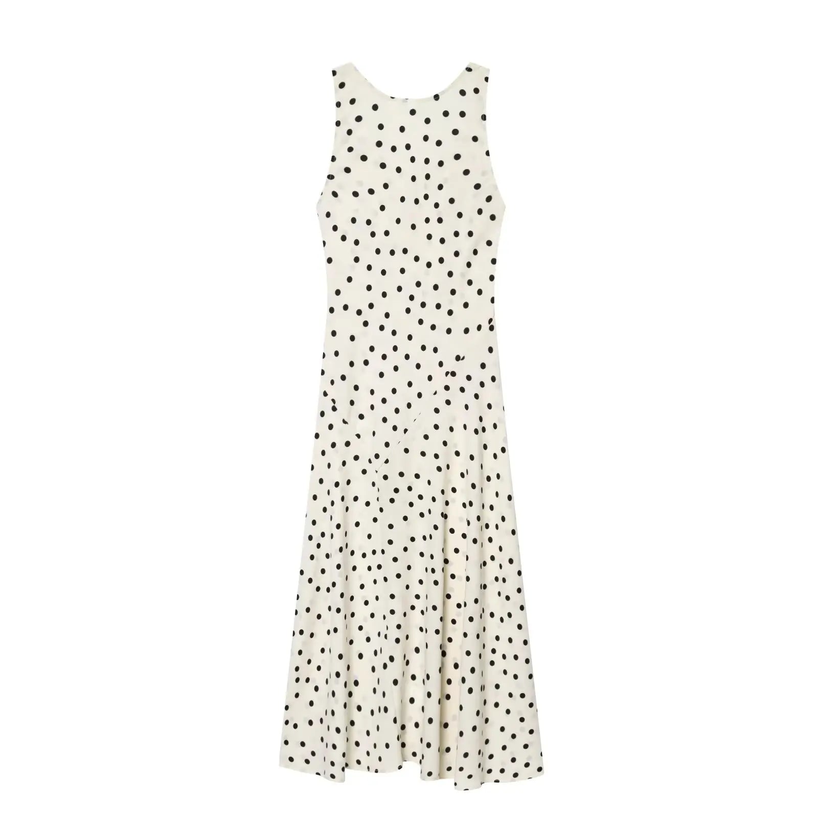 2026 Summer New Women's Fashion Sleeveless Waist-Slimming Polka Dot Print Vest Dress Vacation Style Camisole Mid-Length Dress
