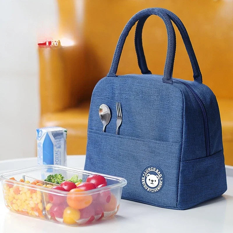 Bolsa de almuerzo de pana con aislamiento térmico, lonchera, bolso de mano, multifuncional, para niños, escuela, enfriador, bolsa de picnic, bolsa de comida