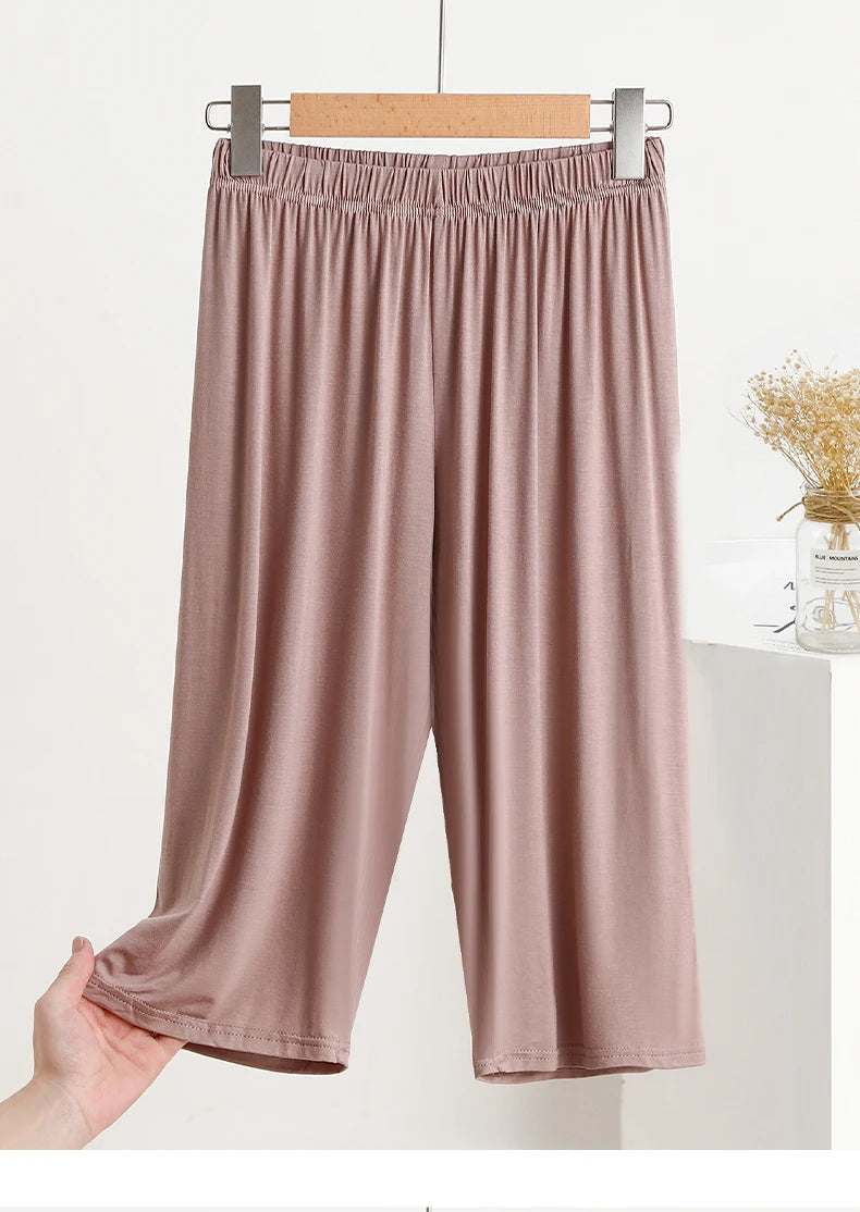 Modal Loose Sporty Summer Sleepwear Women's Casual Pants Straight Leg Wide Leg Big Size Thin Short Shorts Home Comfortable