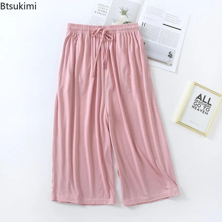 Btsukimi Women's Modal Blend Pajama Pants - Loose Cropped Sleepwear