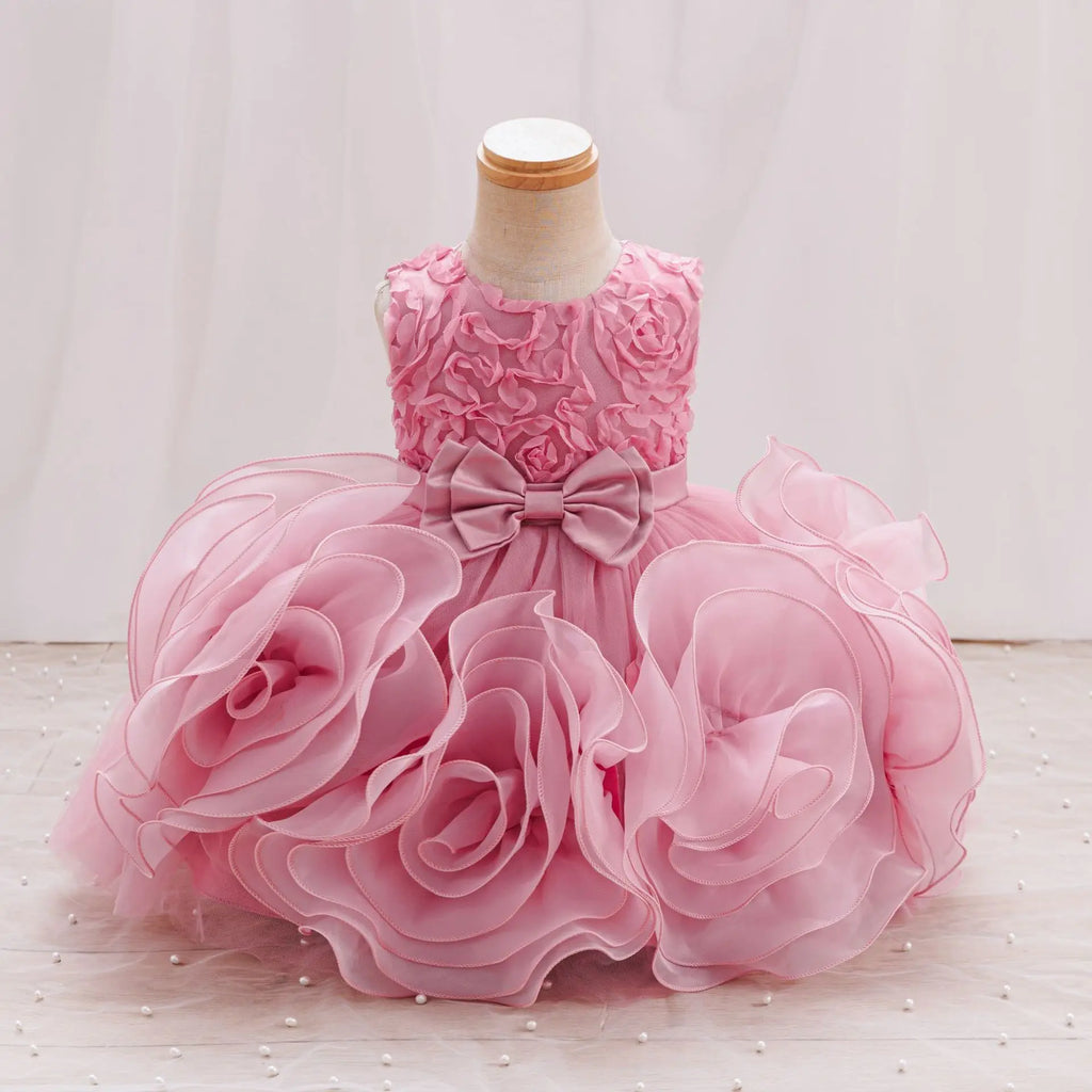 HETISO Girl Flower Dress Tutu Mesh Children's Wedding Ball Gowns Baby Suitable Sleeveless Party Wear