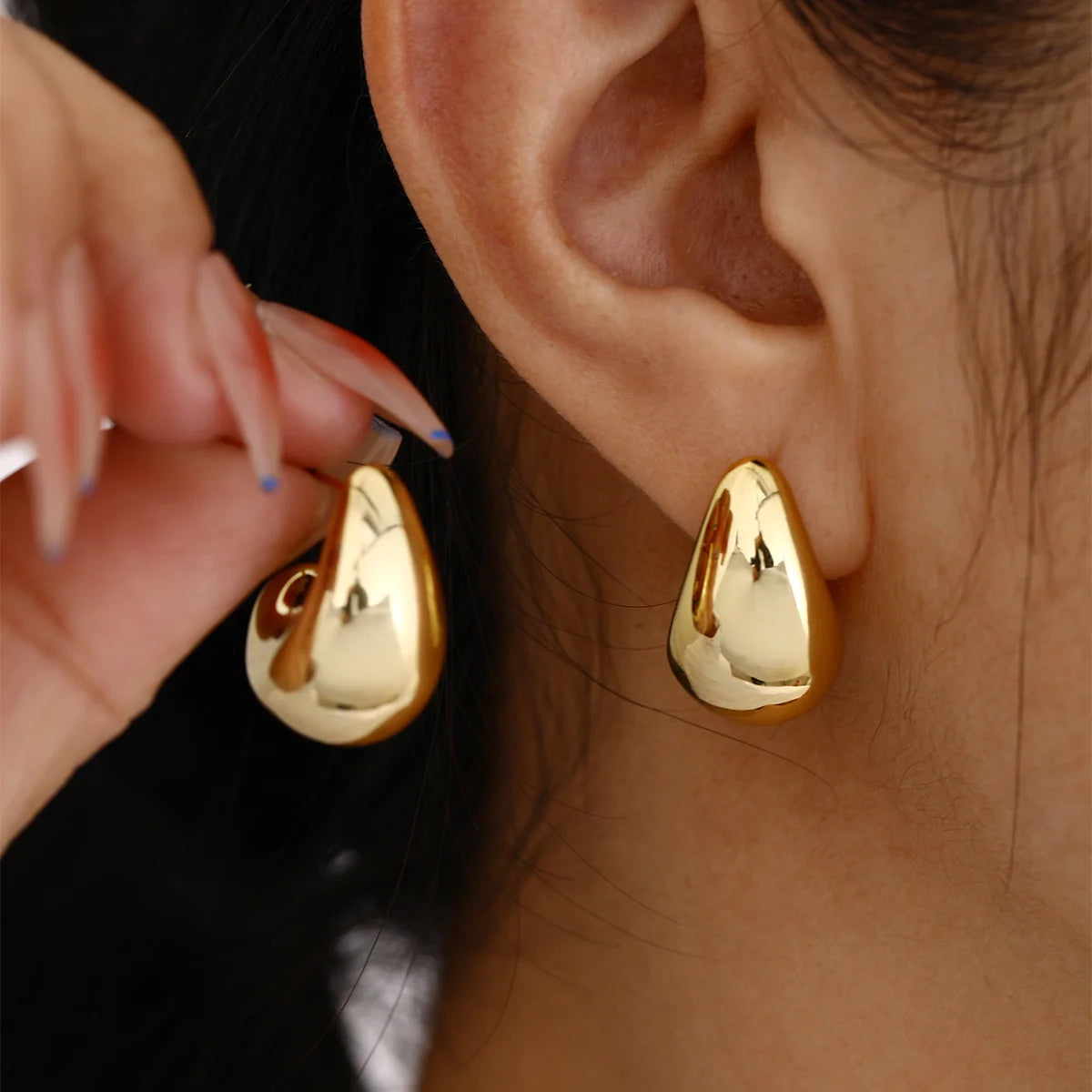 AY Vintage Teardrop Stud Earrings - Zinc Alloy Women's Jewelry