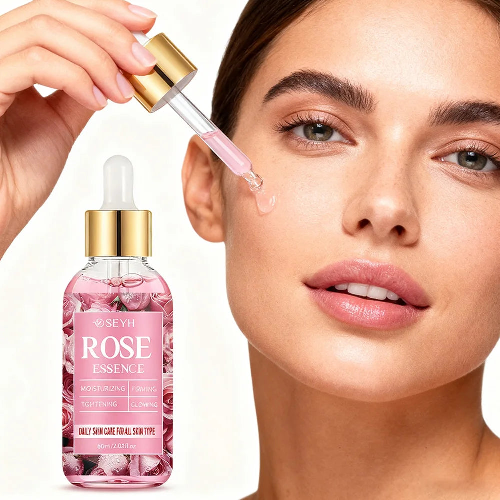 SEYH Rose Hydrating Essence 40ml/60ml - Day And Night Plant Extracts with Aloe Vera Rose Ceramides Retinol Peptides for Elastic