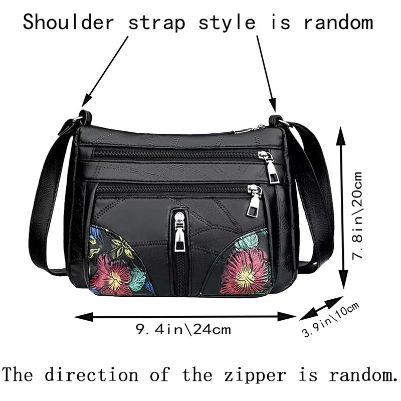 The lady's crossbody bag is made of PU material and features printed patterns, perfect for traveling and shopping.