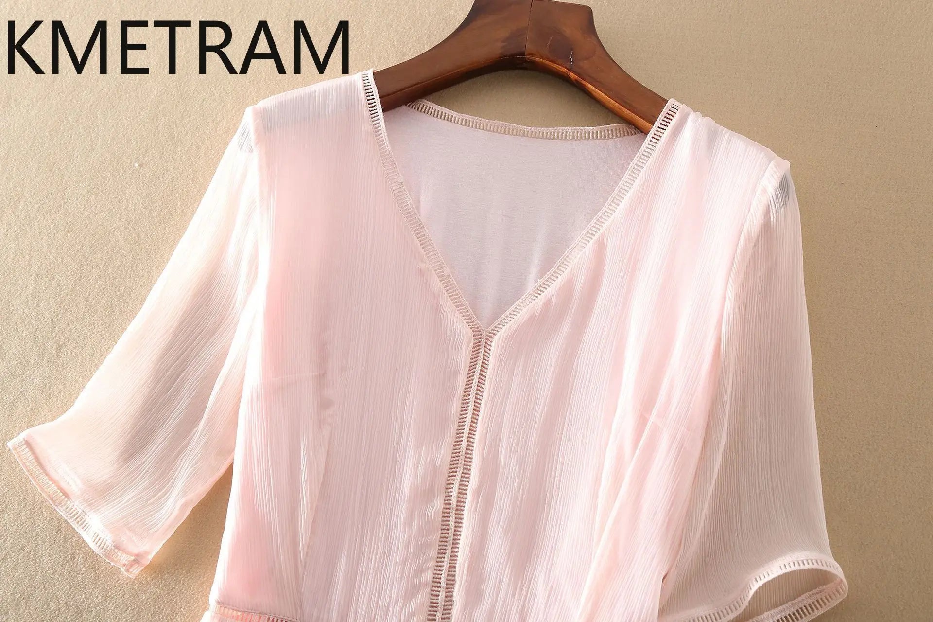 KMETRAM 100% Natural Mulberry Silk Dresses 2025 Woman Summer Elegant V-neck Long Dress Party Frocks Women Clothing Vestidos