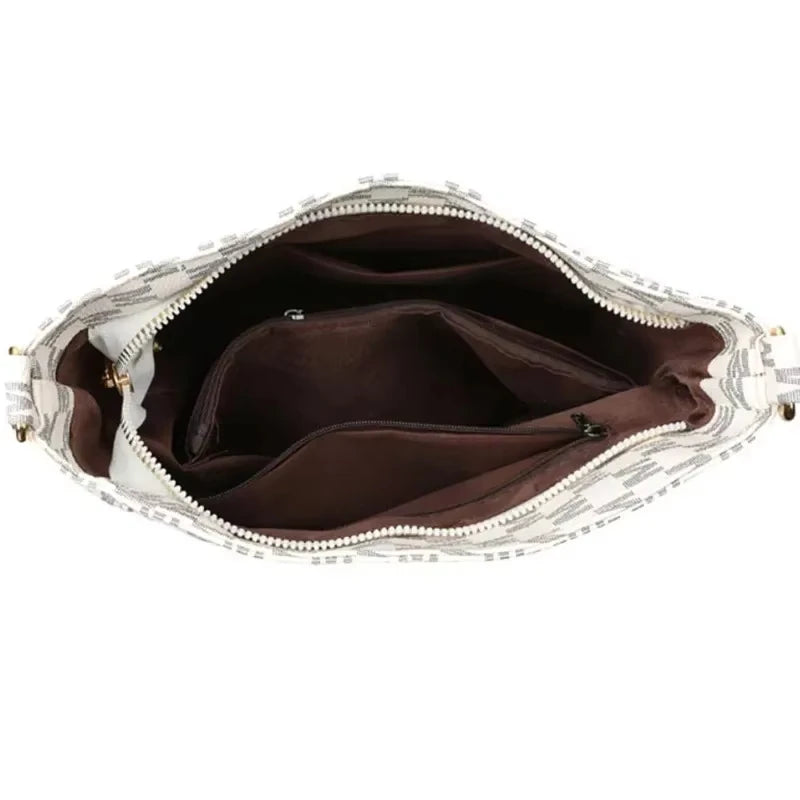 Elegant Women's Crossbody Bag with "M" Badge, Multi-Pocket Design, Adjustable Shoulder Strap, Perfect Gift for Women