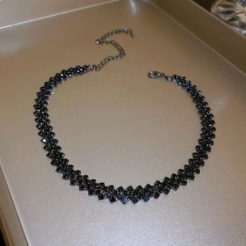 Luxury Shiny Full Rhinestone Choker Necklace For Women'S Personalized Geometric Crystal Necklaces Wedding Jewelry Gifts
