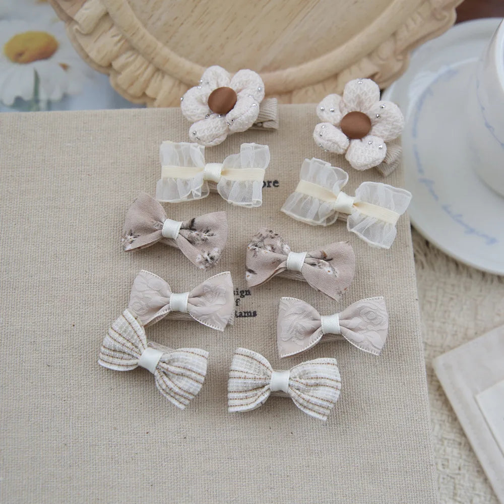 10pcs/Set Baby Hair Accessories for Girls Full Coverage Fabric Lovely Hair Clips Children's Headwear Bow Hair Accessories