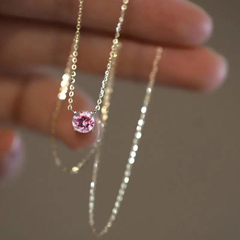 SENLISSI 925 Sterling Silver Sparkling Clavicle Chain Choker Necklace Simple Green Zircon Gypsophila Pendant Necklace For Women