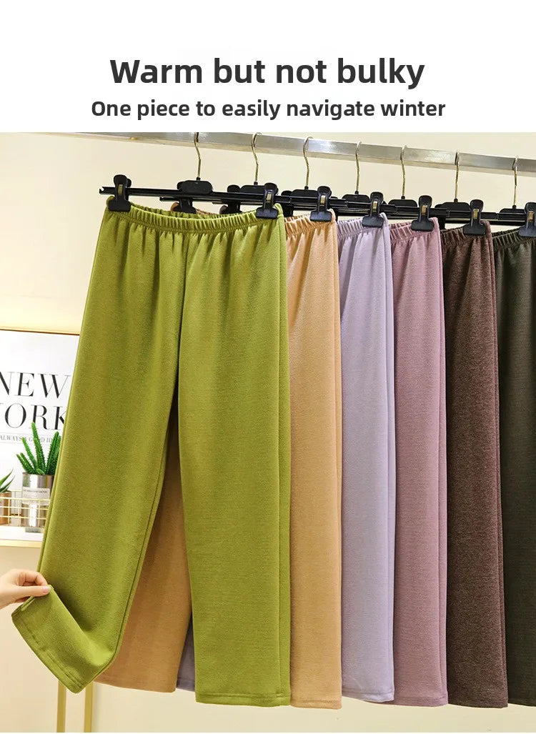 Thickened Double-sided Fleece Straight-leg Pants Women's Winter Sleepwear Sweatpants Casual Comfortable Long Trousers