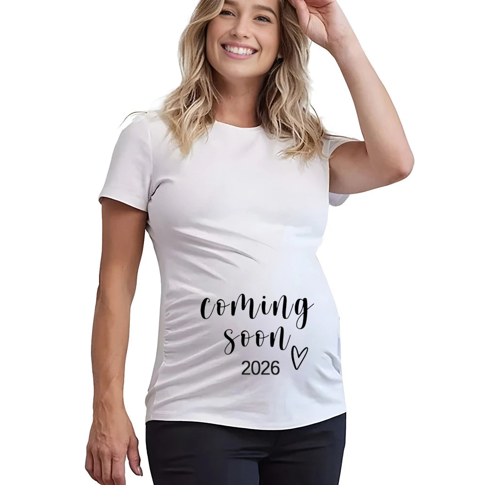 Pregnancy Announcement T Shirt For Expectant Moms Cute Baby Loading 2026 Print Short Sleeve Tee