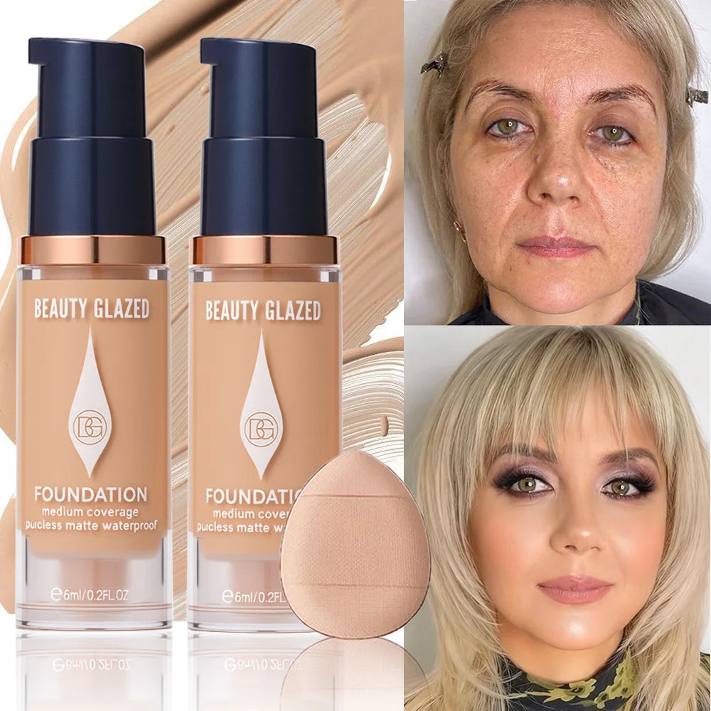 Matte Foundation Set With 2 Foundations Full Coverage 5 Shades For All Skin Types Long Lasting Waterproof Mini Size