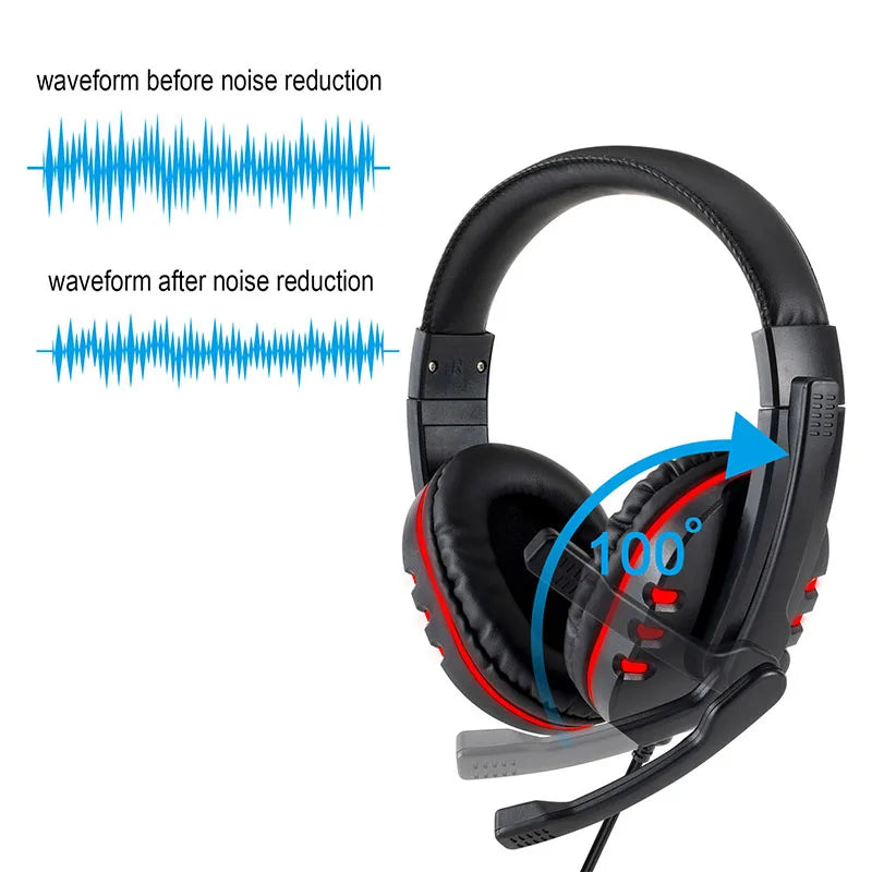 Headphones 3.5mm Wired Gaming Headset Earphones Music For PS4 Play Station 4 Game PC Chat Computer With Microphone