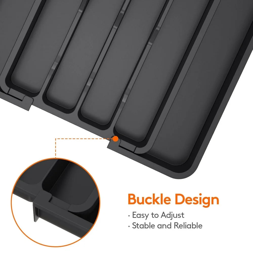 1 organizador de cubiertos plateados - Organizador expandible de cajones de cocina, organizador ajustable de utensilios, bandeja de cubiertos para tenedores, cuchillos,