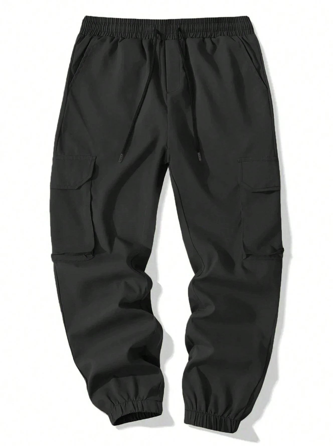 Men Elastic Drawstring Cargo Jogger Pants Multi Pocket Casual Streetwear Hip Hop Jogging Sweatpants Daily Work Trousers