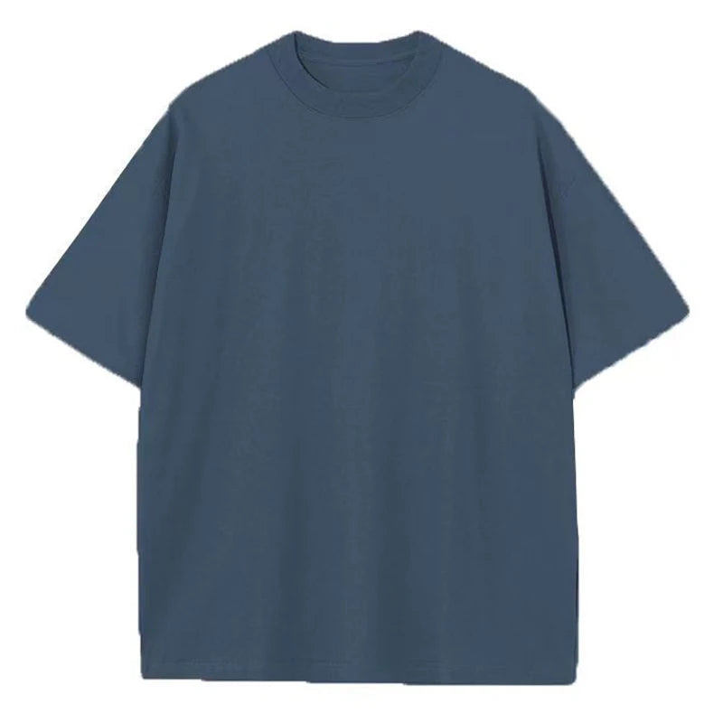 Mens Oversized 230Gsm Heavyweight Cotton T Shirt Short Sleeve Solid Colors Green White Black