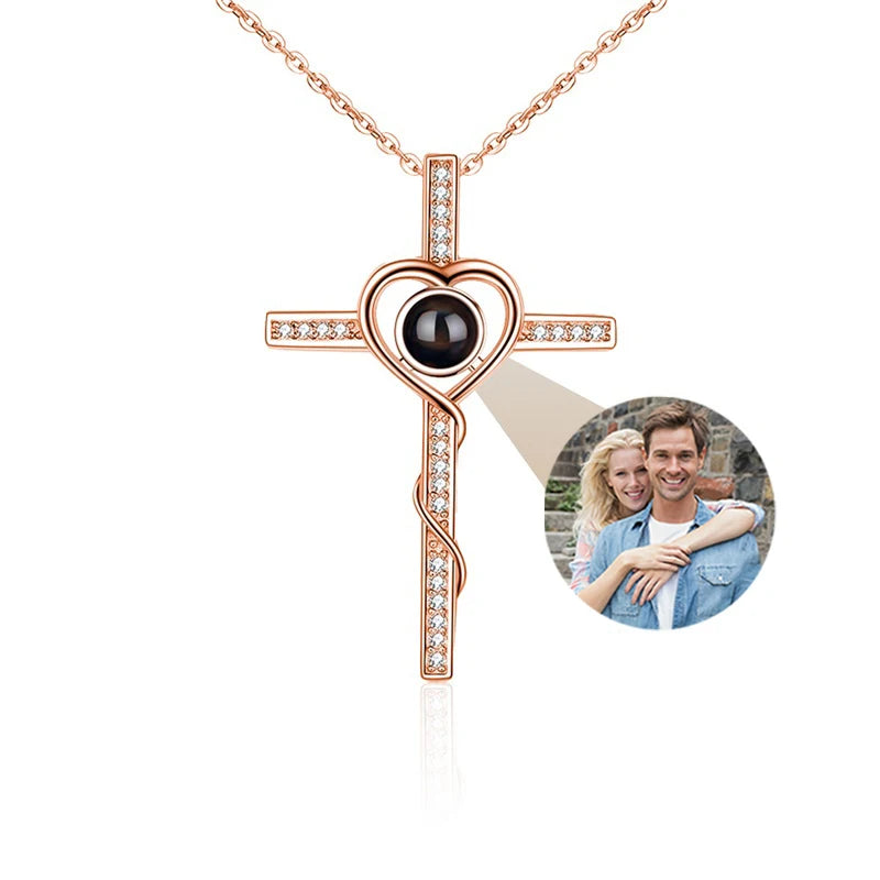 Custom Photo Projection Necklace With I Love You In 100 Languages Personalized Gift For Women