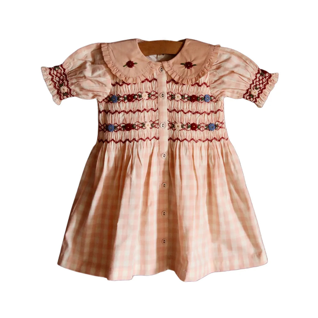 Children's Dress 2026 Summer New Product BD Girls Pastoral Embroidery Wrap Bubble Sleeve Shirt Skirt Princess Dress