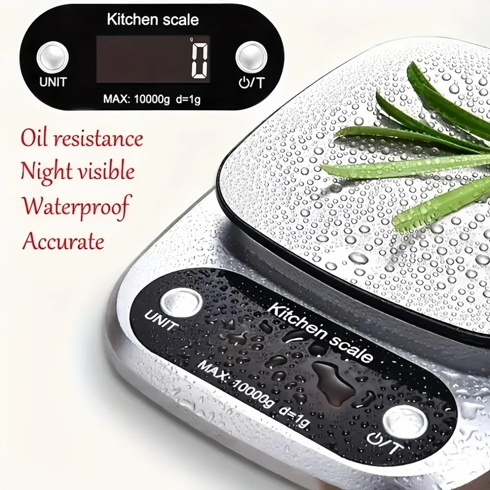 Báscula de cocina digital de 10 kg/1 g, de alta precisión, con pantalla LCD, para alimentos, joyería, café, repostería, portátil, herramientas de cocina de alta calidad