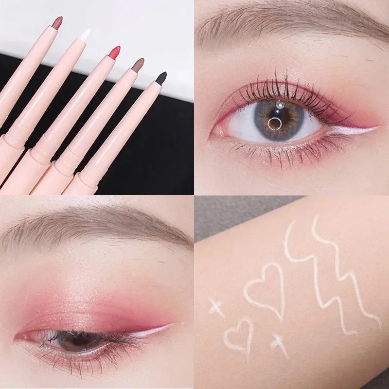 Matte Red Brown Eyeliner Gel Pen Ultra-thin Long Lasting Quick Dry Smooth Colorful Eye Shadow Lying Silkworm Pen Makeup Cosmetic