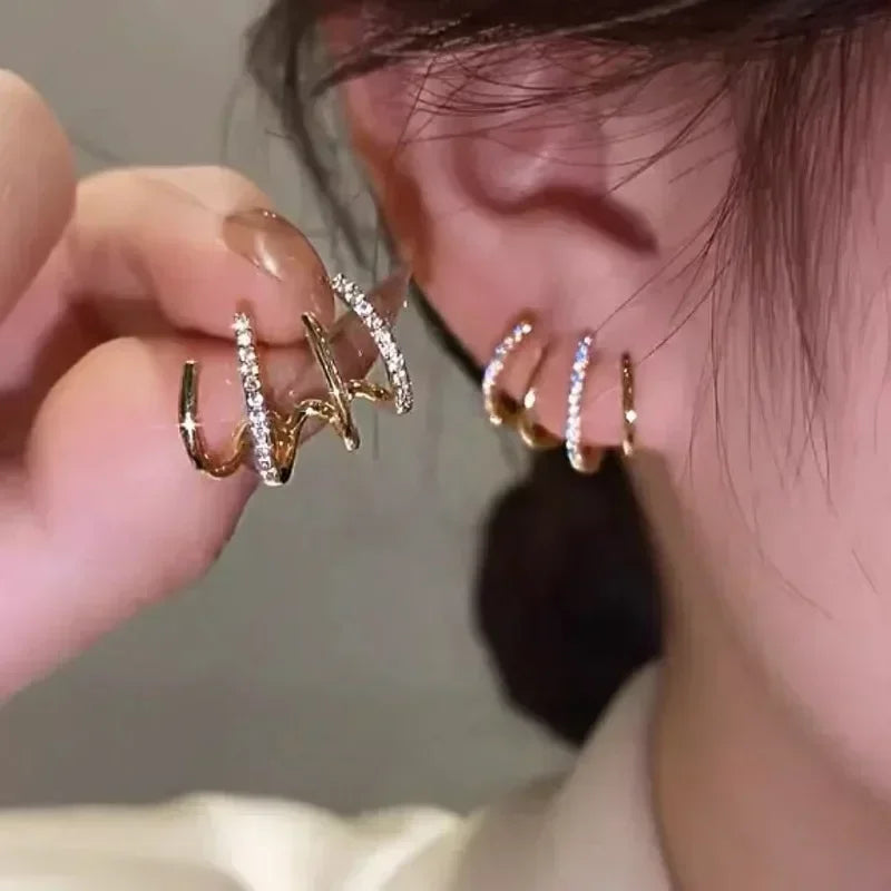 2026 New Shiny Four Claws Stud Earrings For Women'S Korean Rhinestone Zircon Earring Girls Birthday Wedding Fashion Jewelry