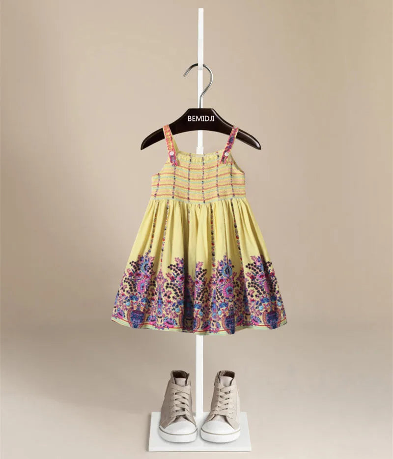 Summer New Cotton Baby Girls Sling Dress Children Casual Style Clothes baby Girl Kids Princess Birthday Sleeveless Dresses