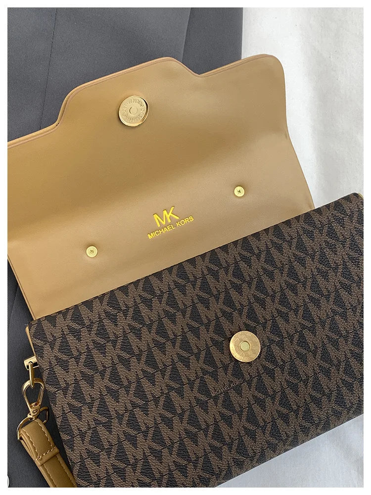 Michael Kors women's fashionable crossbody single shoulder handbag MK classic letter multifunctional small square bag