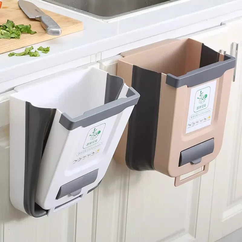 Cubo de basura plegable para cocina, cubo de basura de pared, cubo de basura para puerta de armario de cocina, cubo de basura plegable para vehículos
