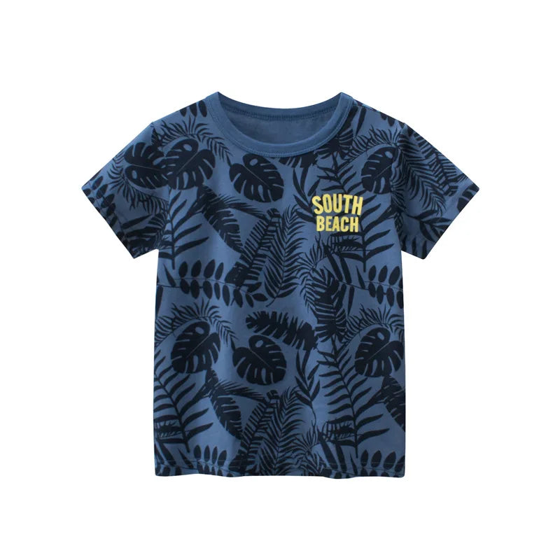 Tsaujia Boys' Short Sleeve Cotton T-Shirt - Cartoon Print Active Top