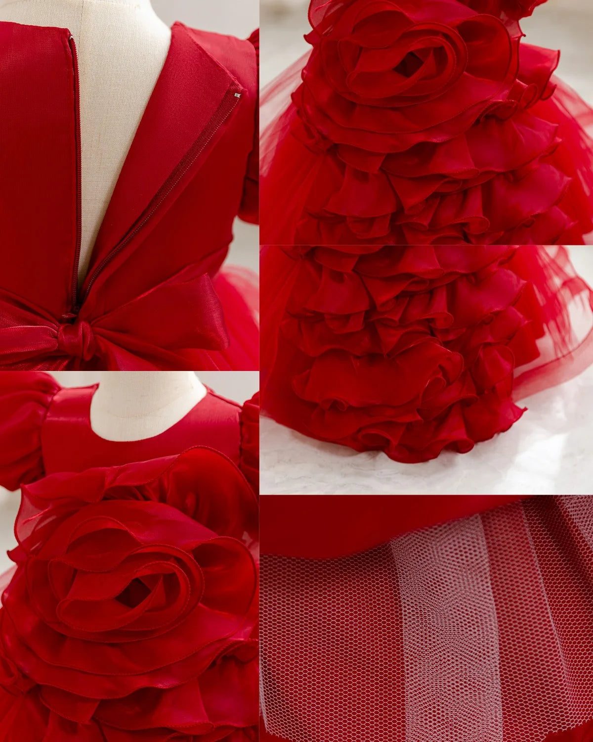 HETISO Summer 3D Bow Baby Girl's Birthday Dress Mesh Kids Ball Gown for Performance Holiday Party 1-4 Years