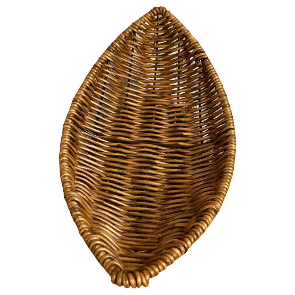Leaf Shape Bread Display Fruit Dish Baskets Leaf Rattan Weaving Basket Serving Storage Bowls for Family Friend Neighbor Gift