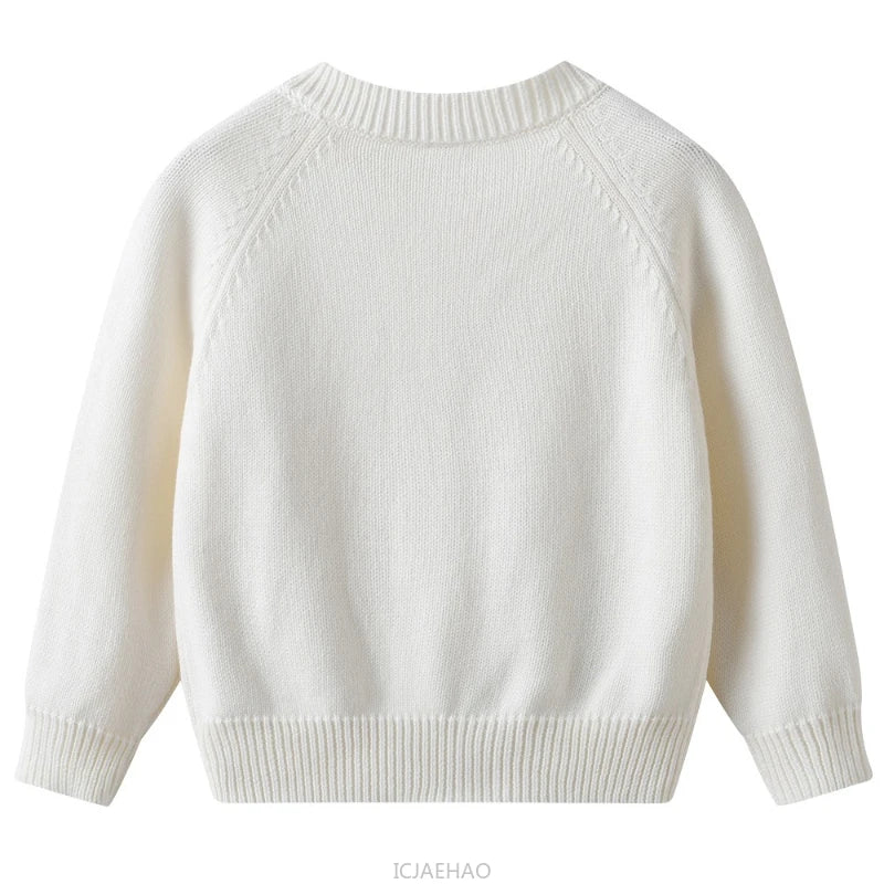 Teen Girl Clothes 2025 Children New Korean Cardigan Girls Knit Jacket Spring Autumn Outfit Style Costume Handmade Heart DIY Kids