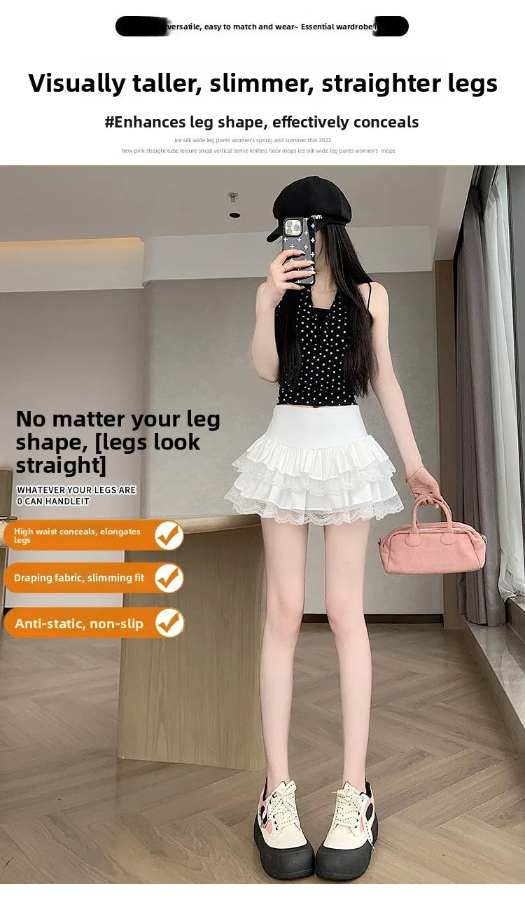 Pure Desire Lace A-Line Mini Skirt High Waist Puffy Sweet Style Short Cake Skirt Cotton Blend Fabric Summer Women's Dress