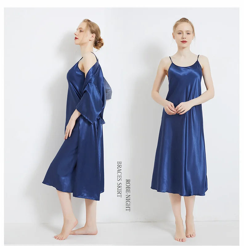 Summer Women Solid Plus Size Ice Silk Sexy Long Spaghetti Strap Nightgown Side Slit Close Fitting Sleep Dress Lingerie Sleepwear