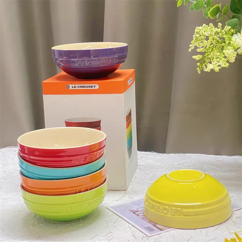 Le Creuset Cool Color Cerc Bowl for Salad Soup Noodles Fruit Rice round Multifunctional Dining Utensils French Sle Daily...